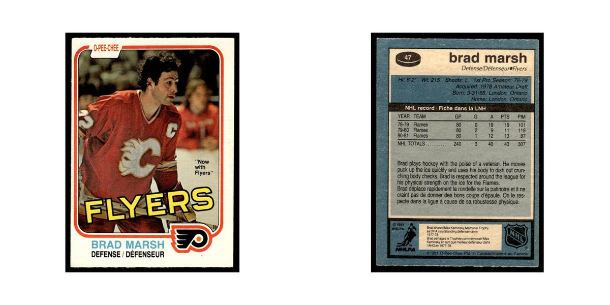 Brad Marsh 1981 O-Pee-Chee #47 Philadelphia Flyers Hockey Card EX