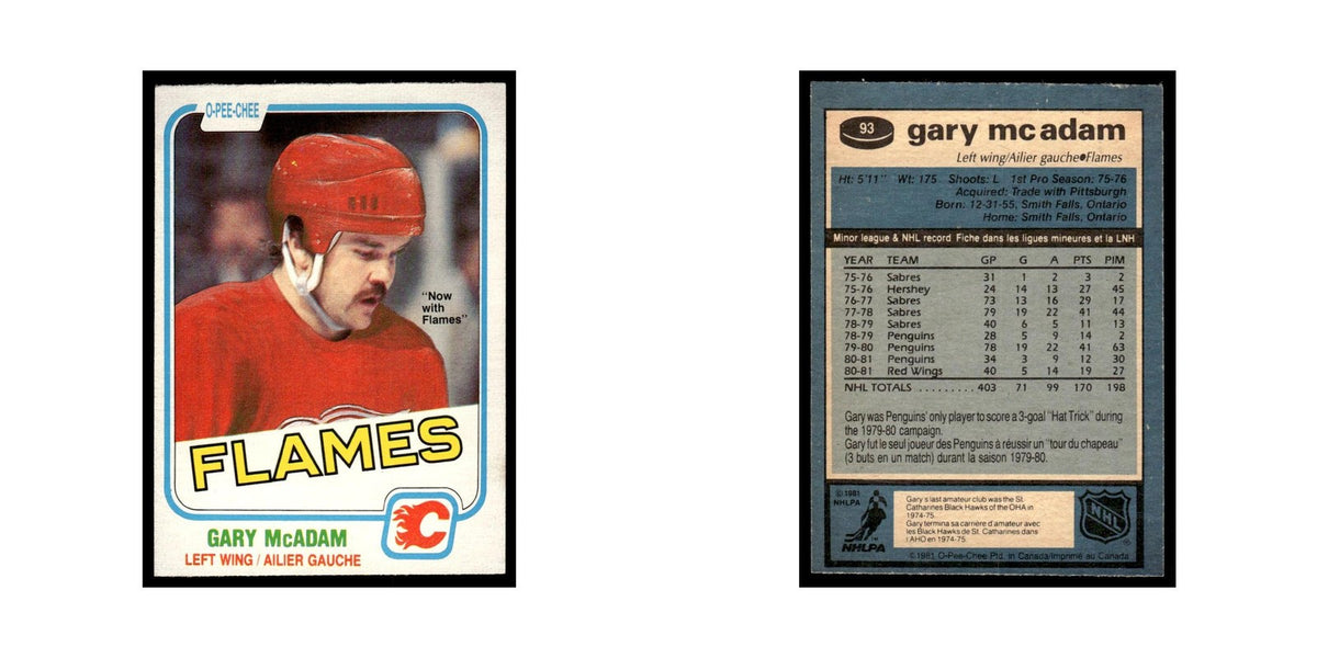 Gary McAdam 1981 O-Pee-Chee #93 Calgary Flames Hockey Card EX