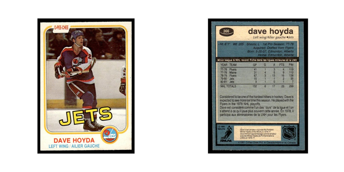 Dave Hoyda 1981 O-Pee-Chee #366 Winnipeg Jets Hockey Card EX