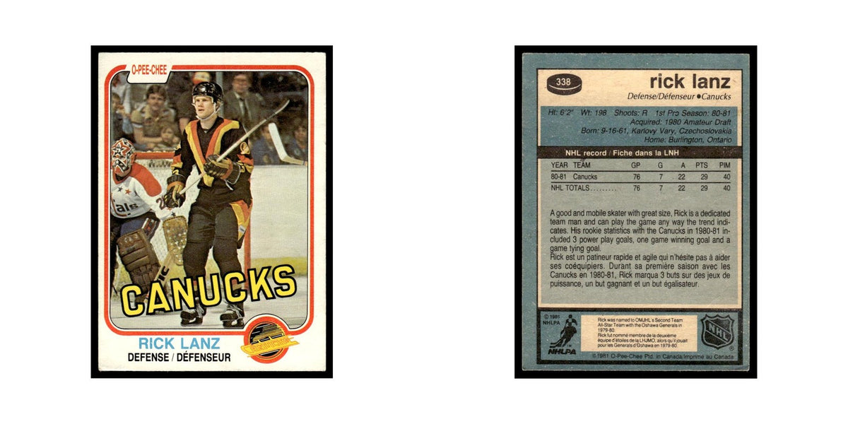 Rick Lanz Rookie 1981 O-Pee-Chee #338 Vancouver Canucks Hockey Card EX
