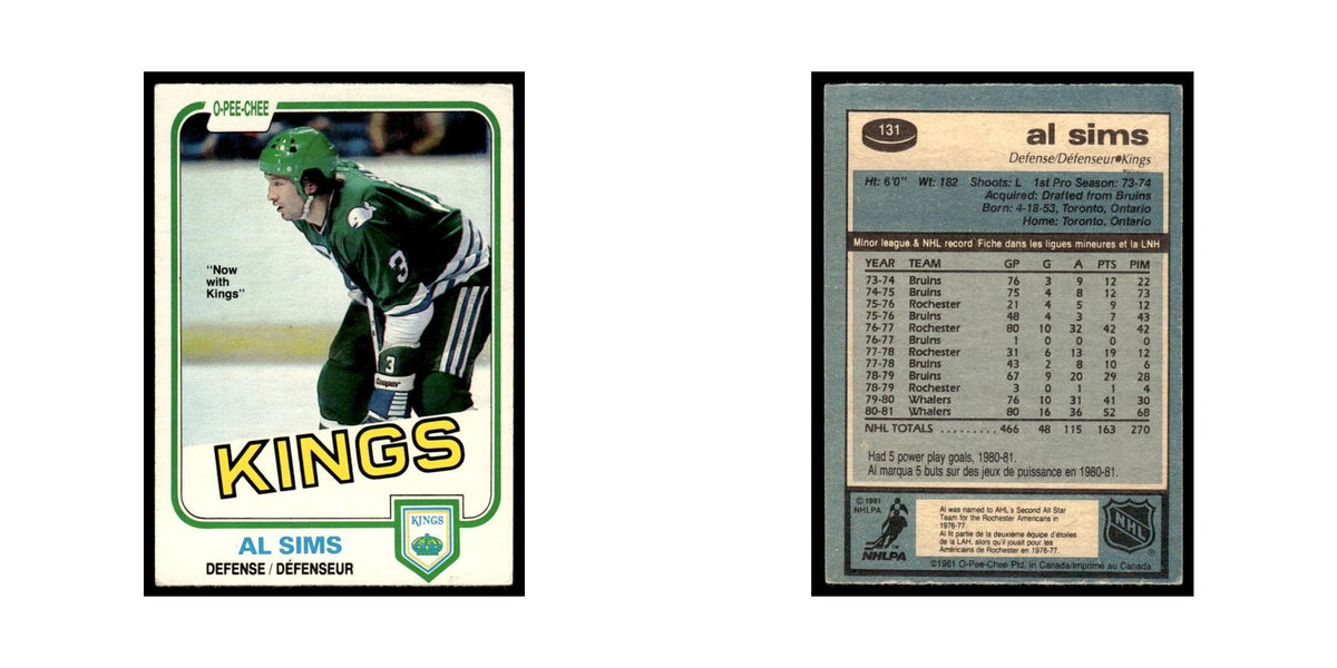 Al Sims 1981 O-Pee-Chee #131 Los Angeles Kings Hockey Card EX