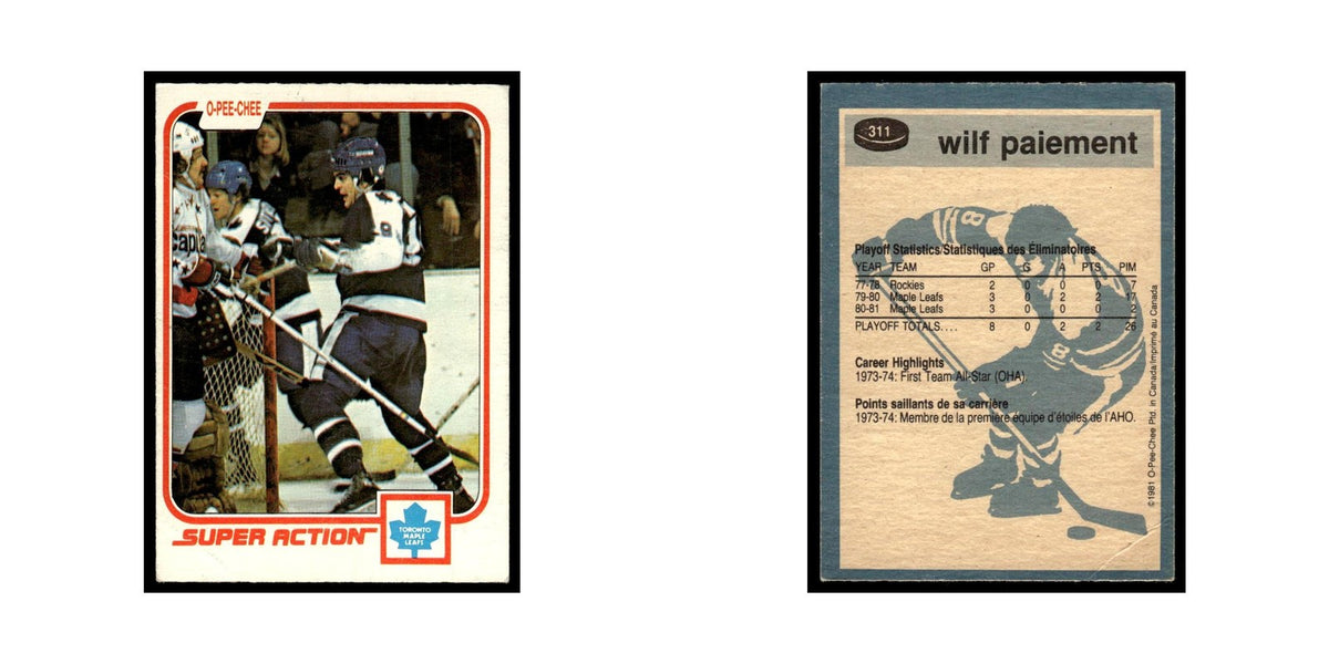 Wilf Paiement 1981 O-Pee-Chee #311 Toronto Maple Leafs Hockey Card EX