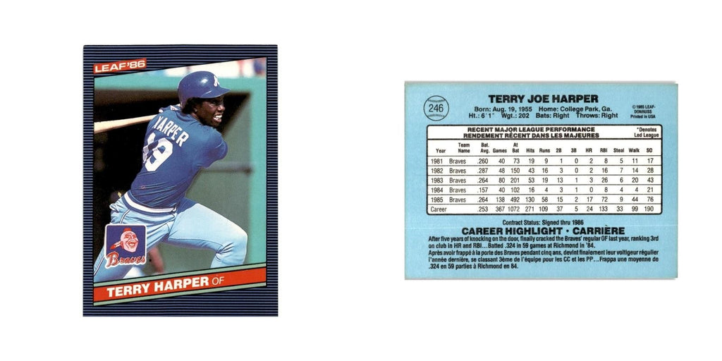 Terry Harper 1986 Leaf #246 Atlanta Braves Baseball Card NM