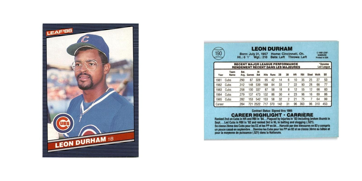 Leon Durham 1986 Leaf #190 Chicago Cubs Baseball Card NM