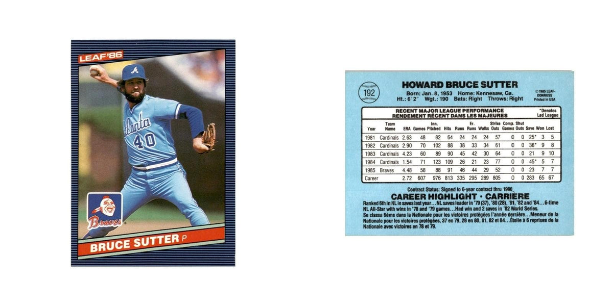 Bruce Sutter 1986 Leaf #192 Atlanta Braves Baseball Card NM