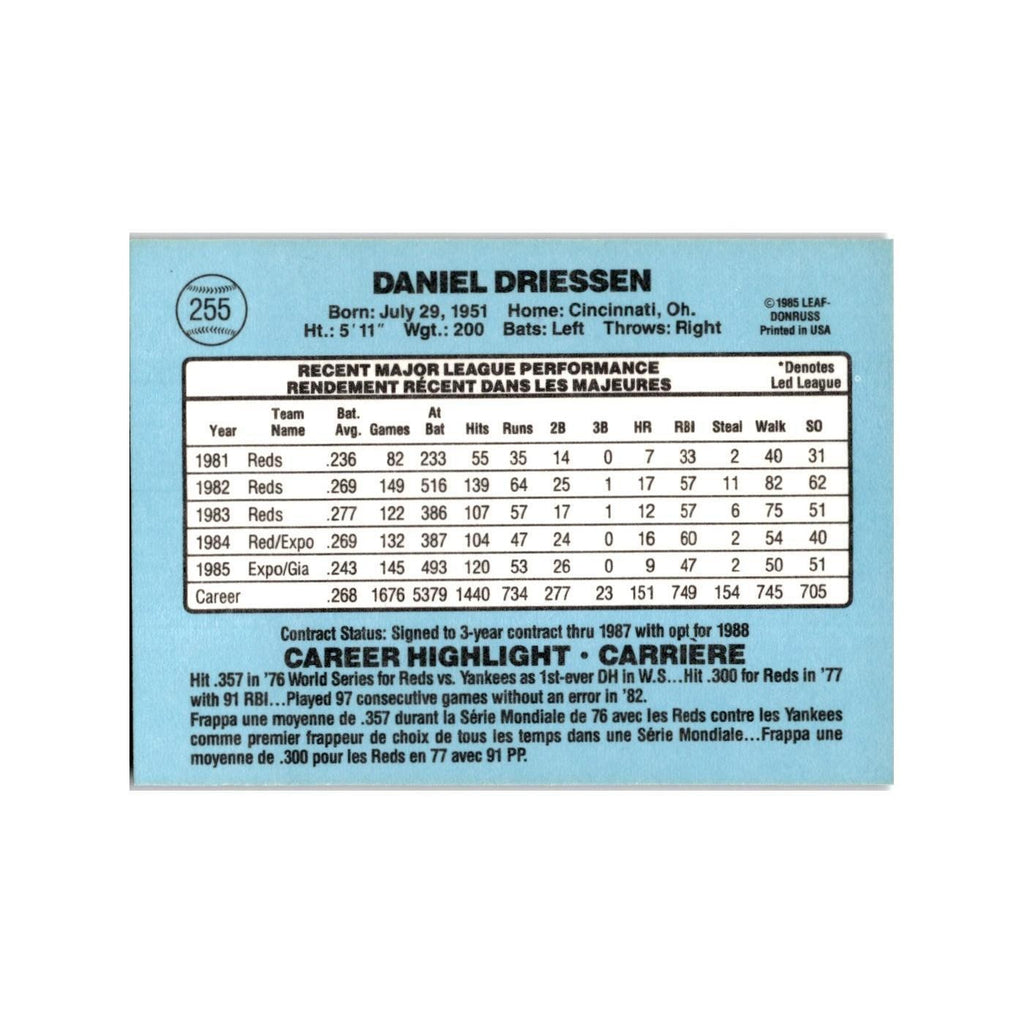Dan Driessen 1986 Leaf #255 Montreal Expos Baseball Card NM