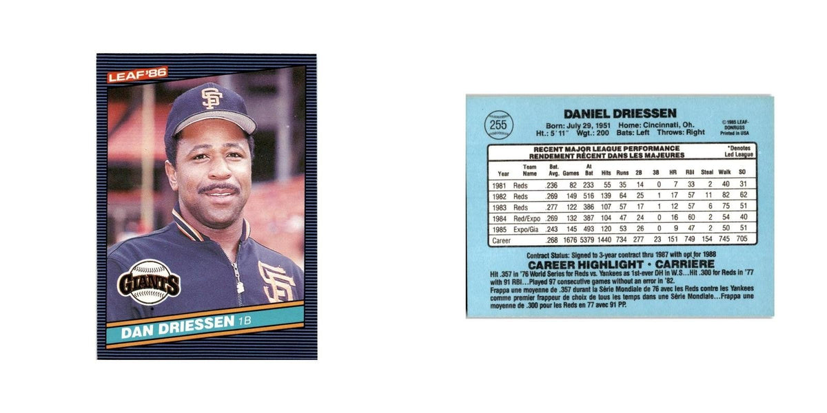 Dan Driessen 1986 Leaf #255 Montreal Expos Baseball Card NM