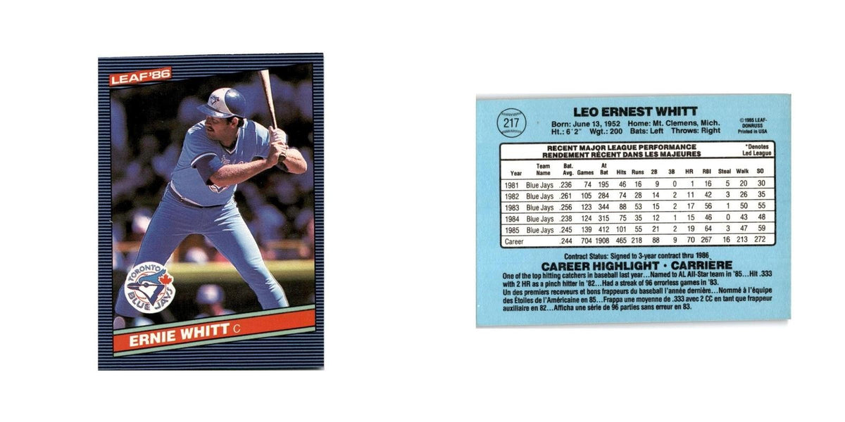 Ernie Whitt 1986 Leaf #217 Toronto Blue Jays Baseball Card NM