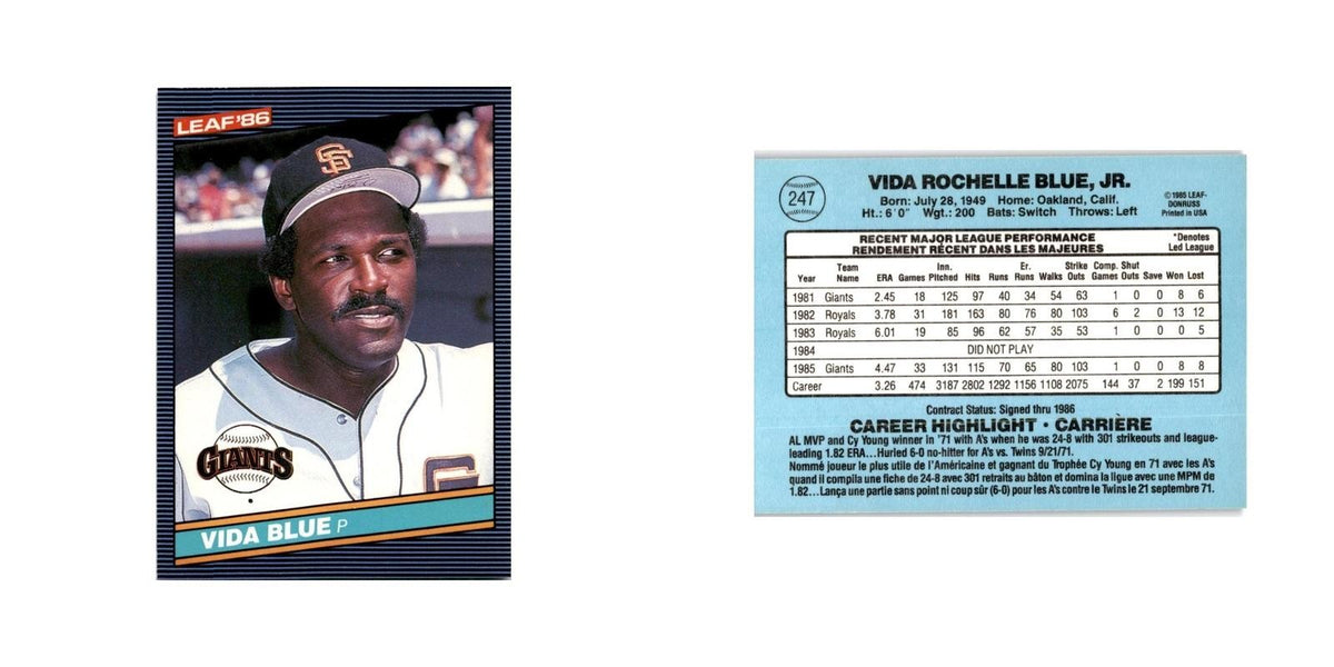 Vida Blue 1986 Leaf #247 San Francisco Giants Baseball Card NM