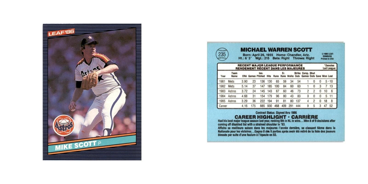 Mike Scott 1986 Leaf #235 Houston Astros Baseball Card NM