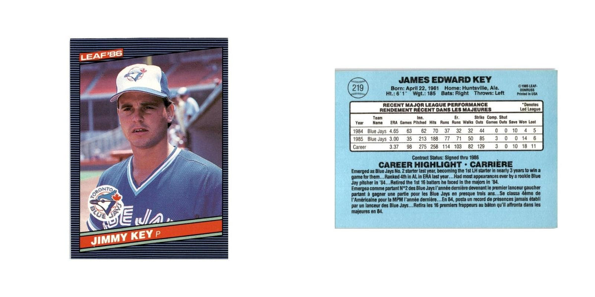 Jimmy Key 1986 Leaf #219 Toronto Blue Jays Baseball Card NM