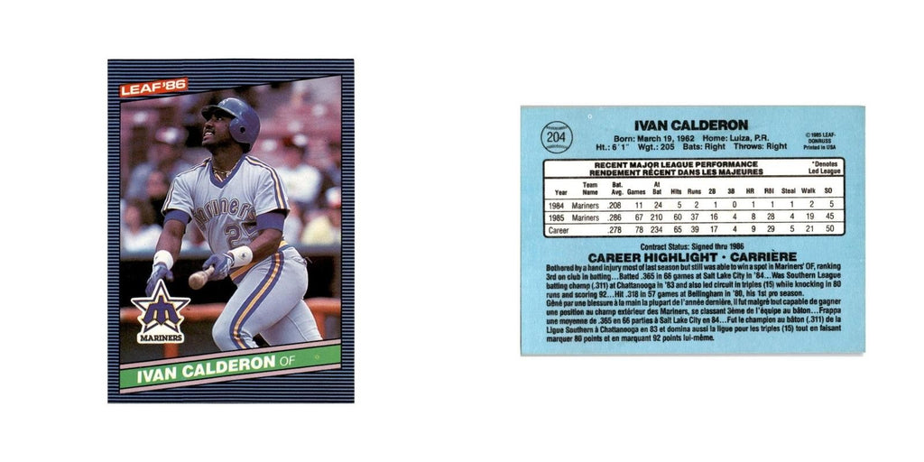 Ivan Calderon Rookie 1986 Leaf #204 Seattle Mariners Baseball Card NM
