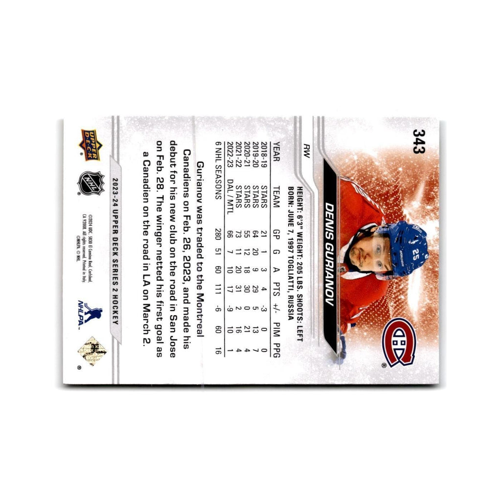 2023 Upper Deck Denis Gurianov Montreal Canadiens #343