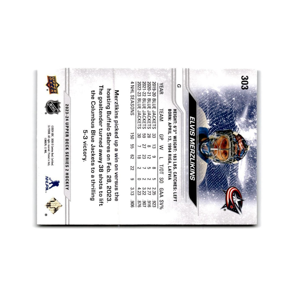 2023 Upper Deck Elvis Merzlikins Columbus Blue Jackets #303