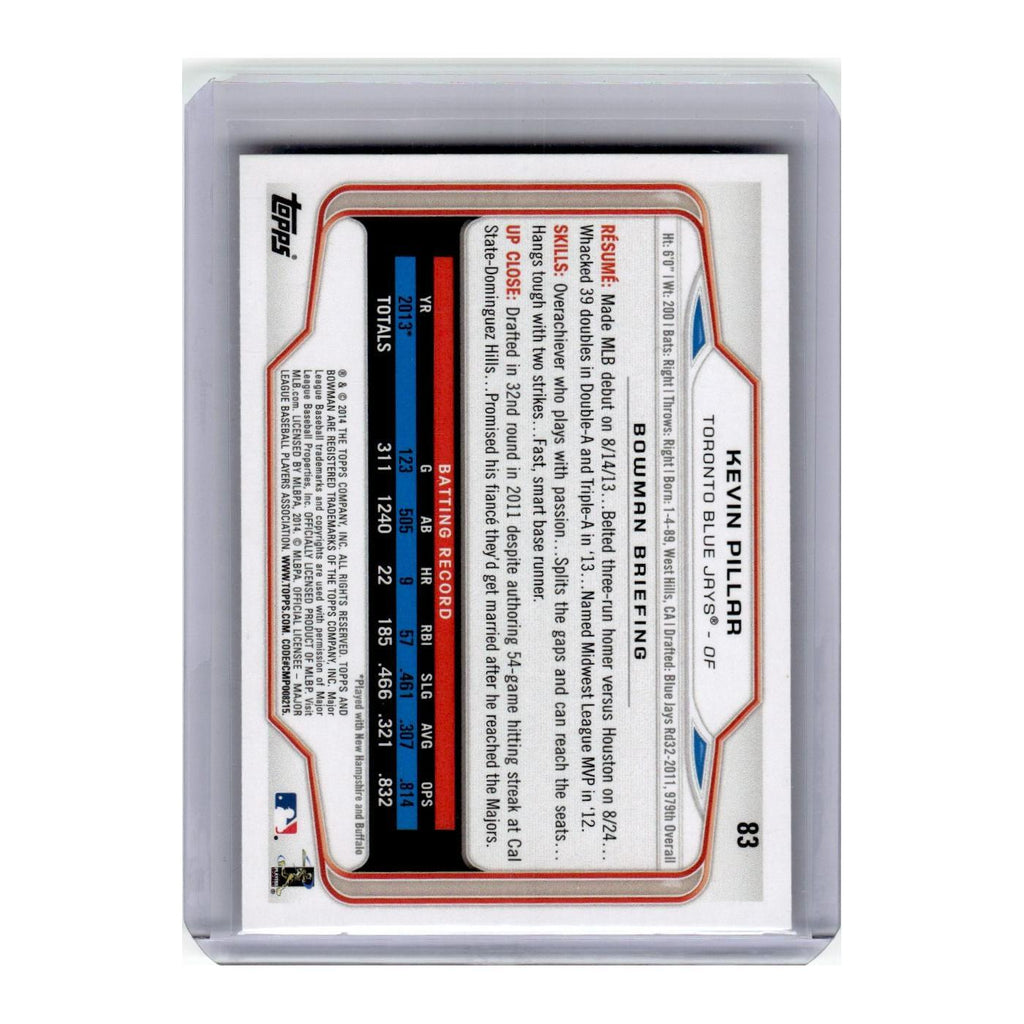 2014 Bowman Kevin Pillar RC Blue Jays #83