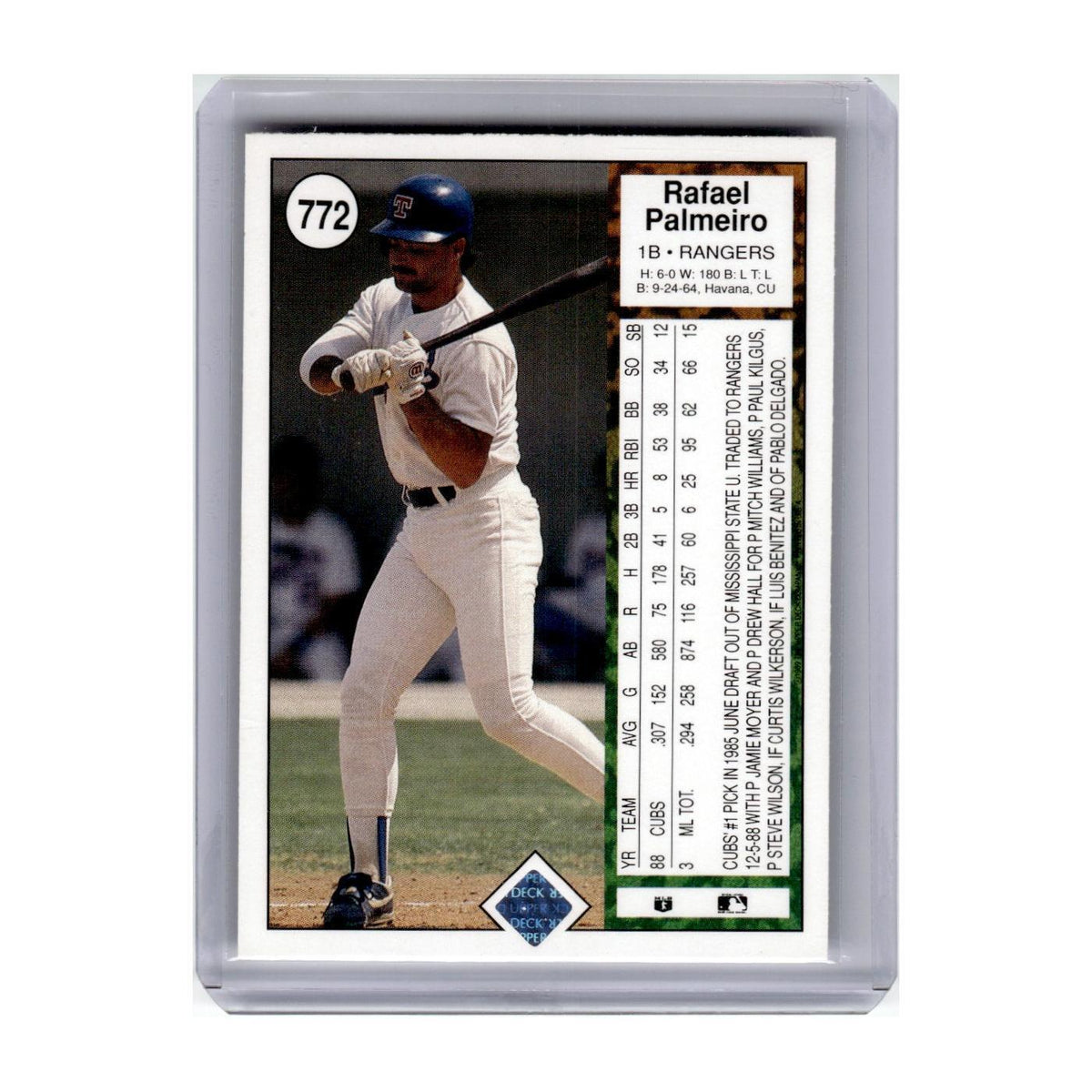 1988 Upper Deck Rafael Palmeiro #772