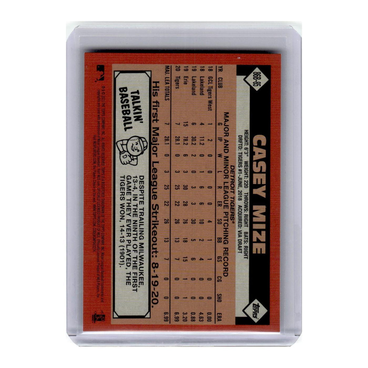2021 Topps Casey Mize RC Tigers #86B-85