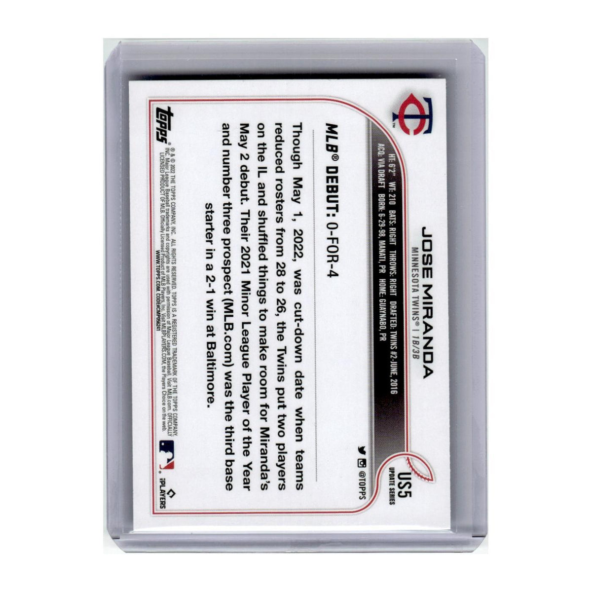 2022 Topps Update Jose Miranda Twins #US5