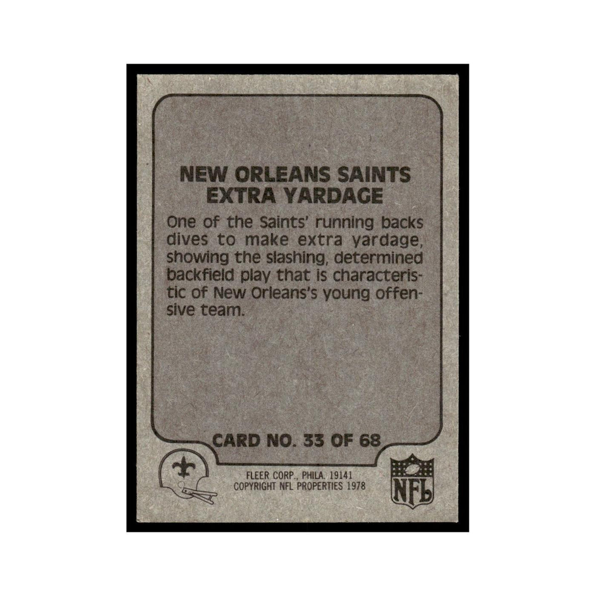 1978 Fleer Team Action New Orleans Saints Extra Yardage #33