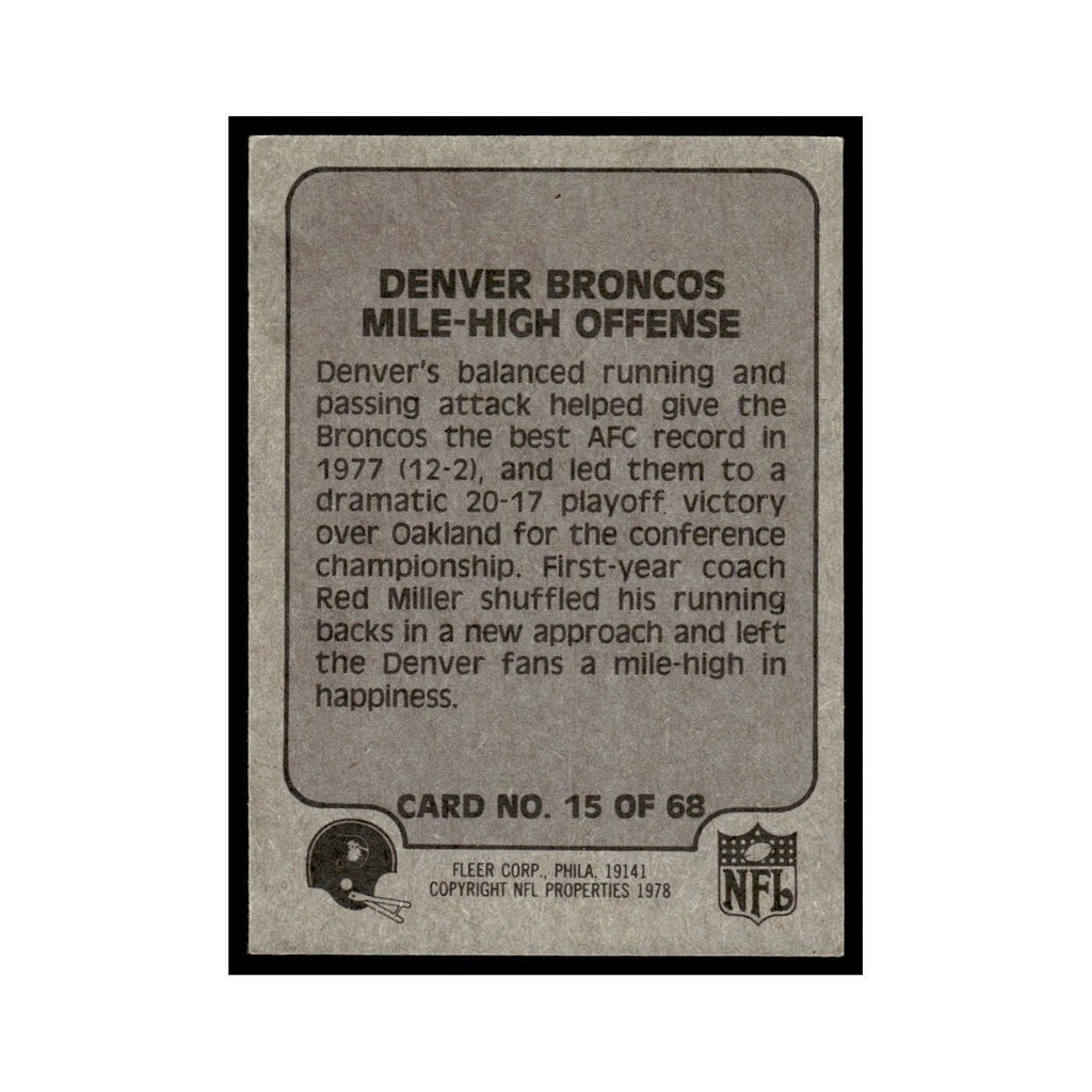 1978 Fleer Team Action Denver Broncos Mile High Offense #15