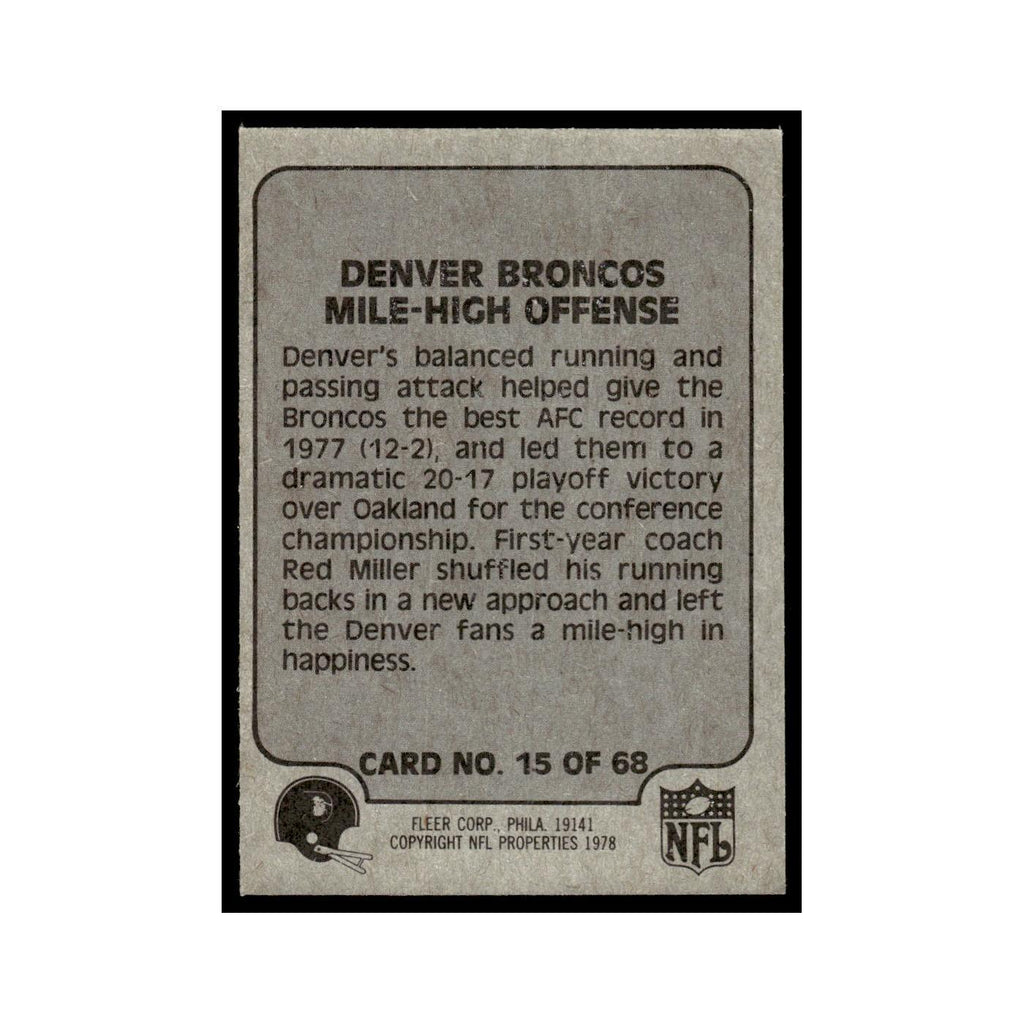 1978 Fleer Team Action Denver Broncos Mile High Offense #15