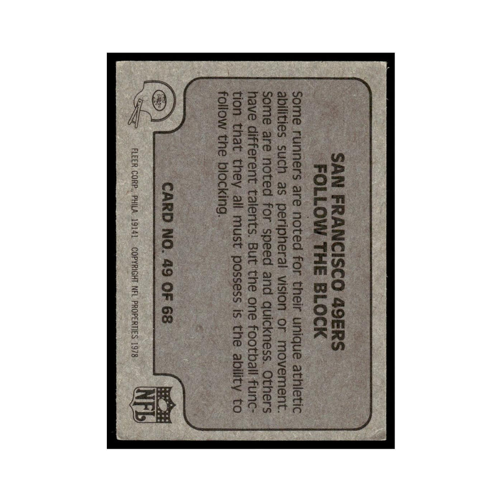 1978 Fleer Team Action San Francisco 49ers Follow the Block #49