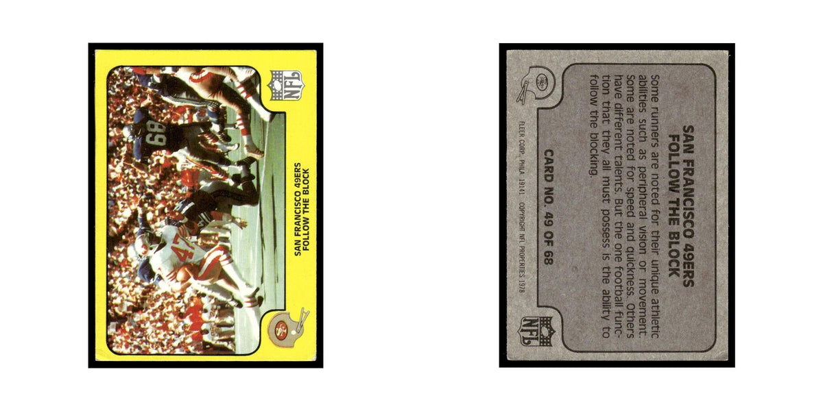 1978 Fleer Team Action San Francisco 49ers Follow the Block #49