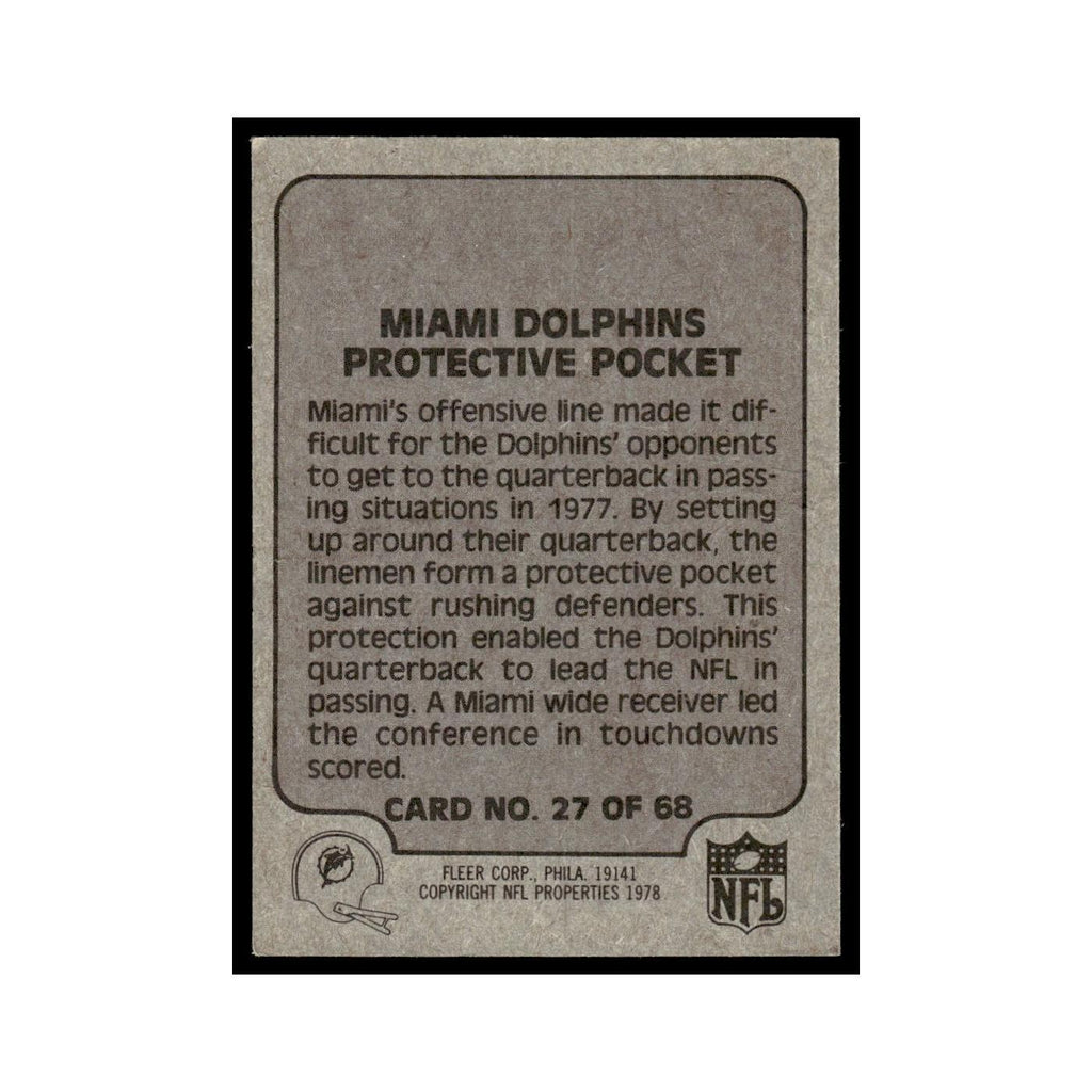 1978 Fleer Team Action Miami Dolphins Protective Pocket #27