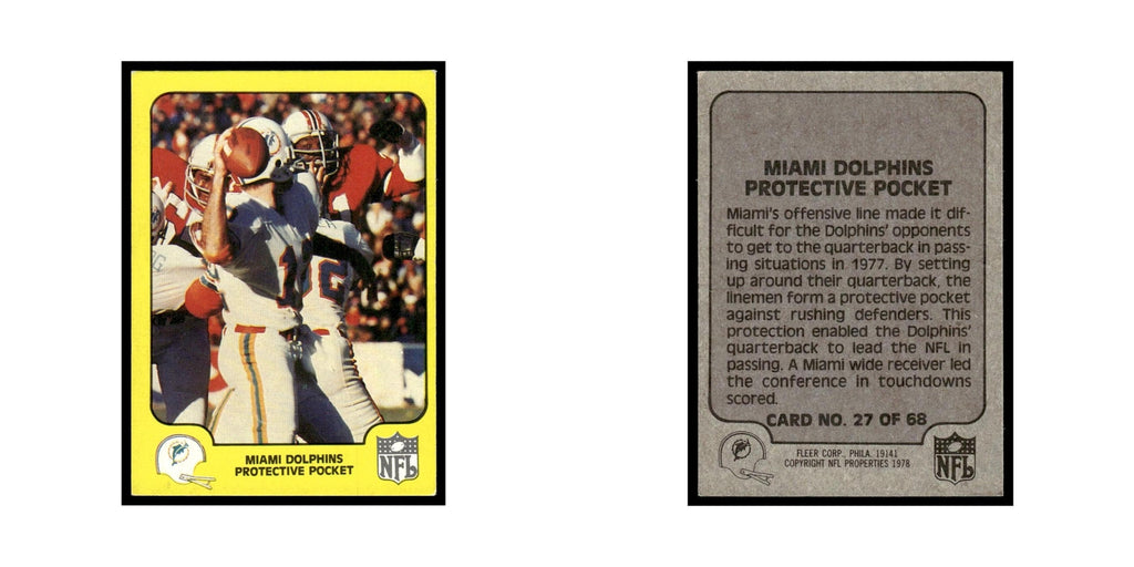 1978 Fleer Team Action Miami Dolphins Protective Pocket #27