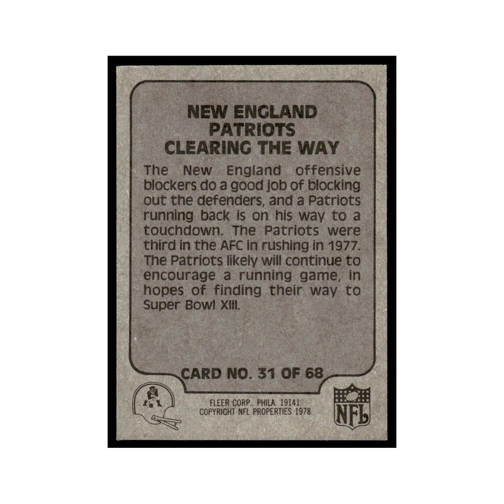 1978 Fleer Team Action New England Patriots Clearing The Way #31