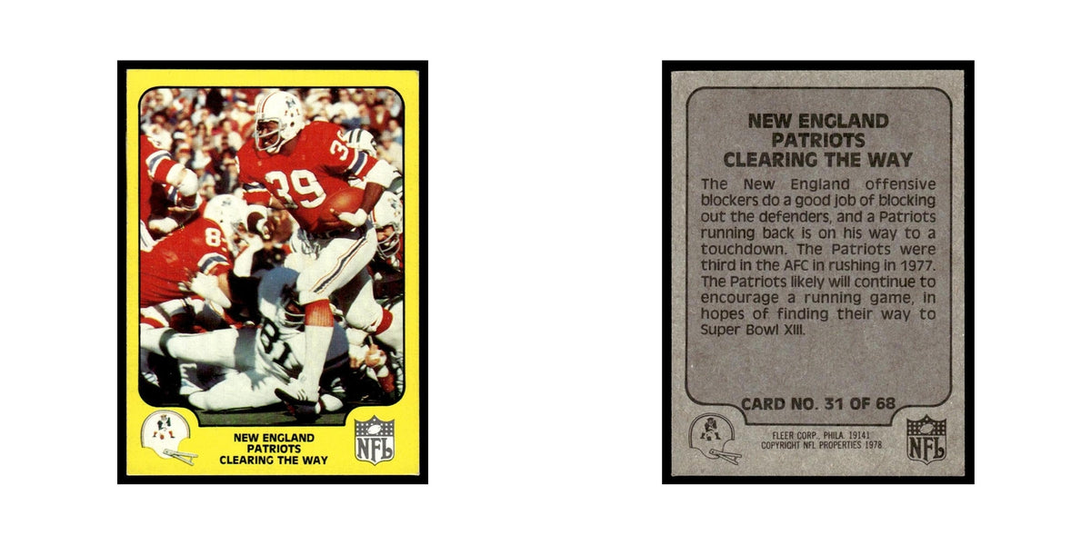 1978 Fleer Team Action New England Patriots Clearing The Way #31
