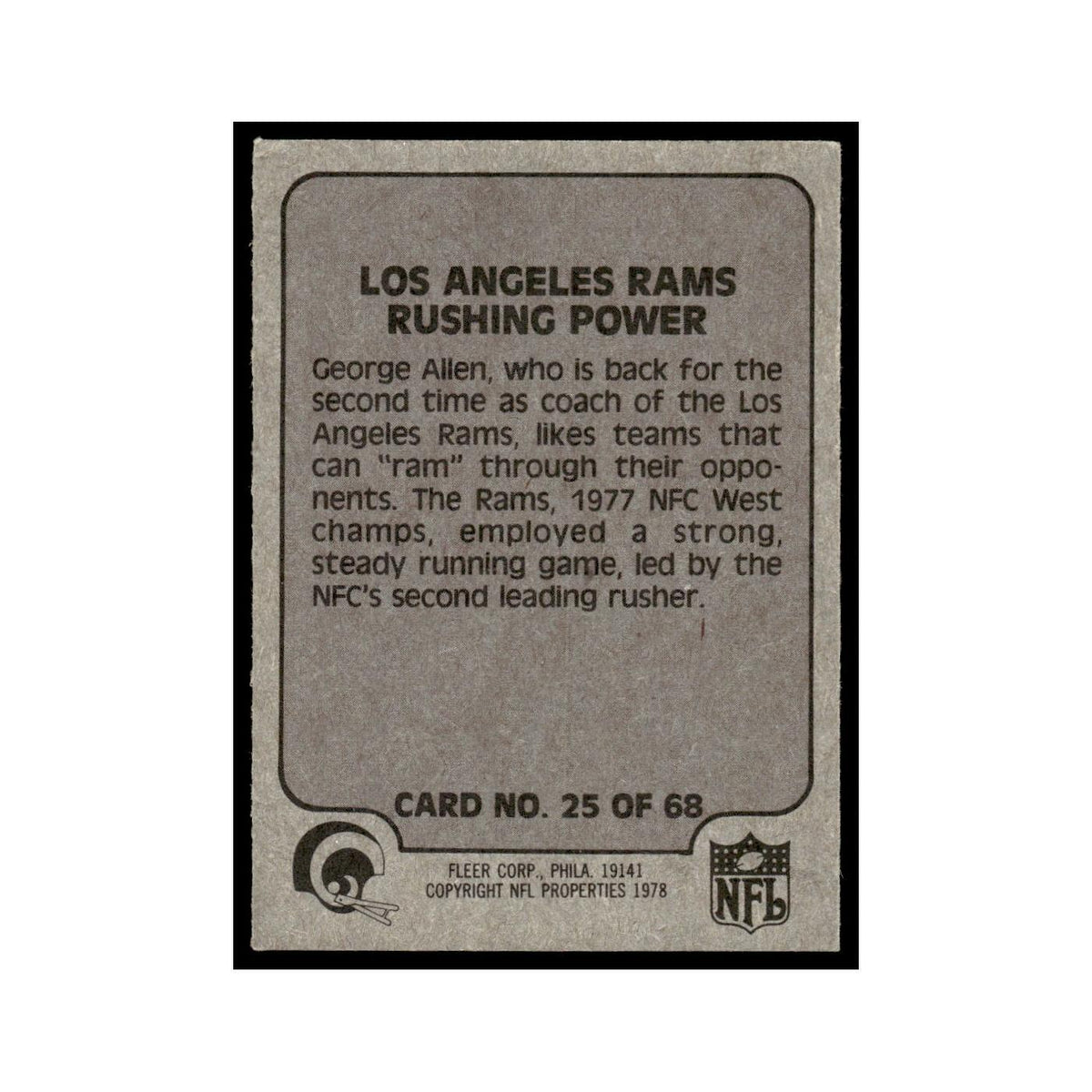 1978 Fleer Team Action Los Angeles Rams Rushing Power #25