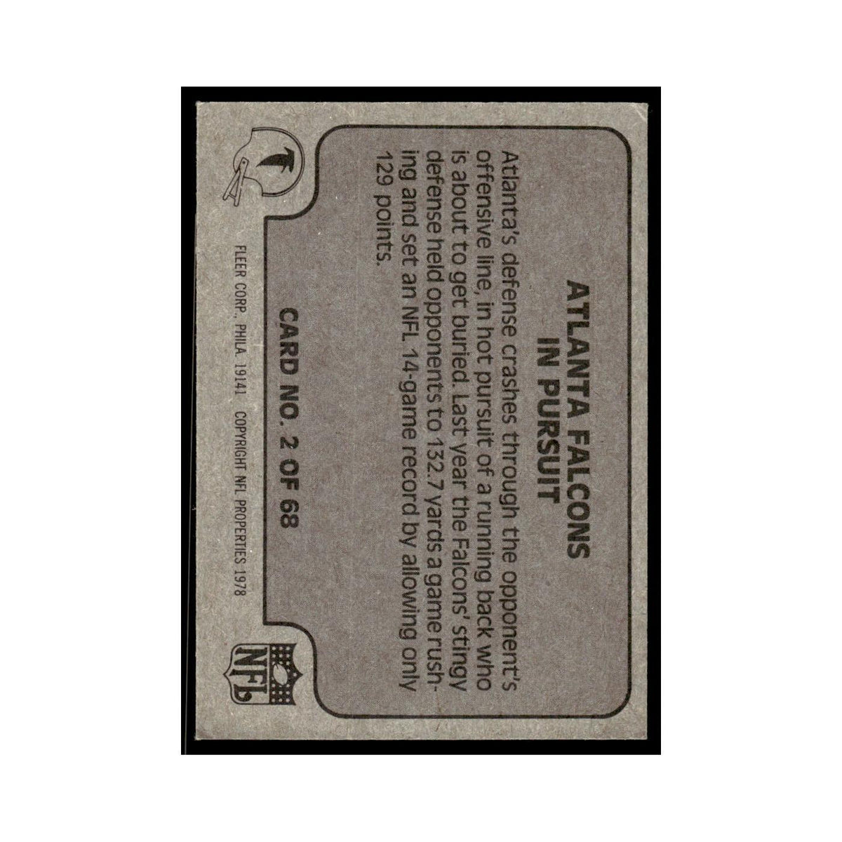 1978 Fleer Team Action Atlanta Falcons In Pursuit #2