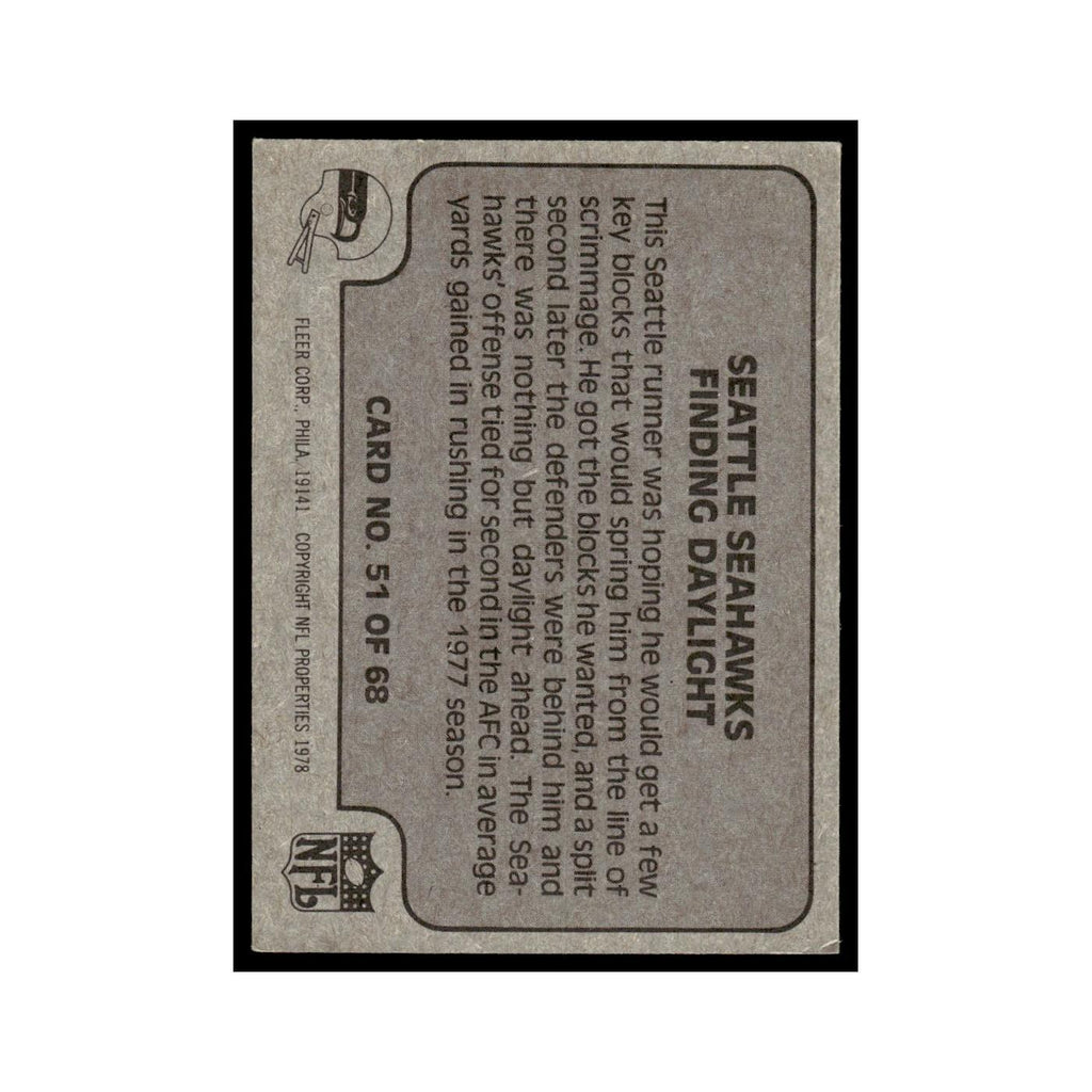 1978 Fleer Team Action Seattle Seahawks Finding Daylight #51