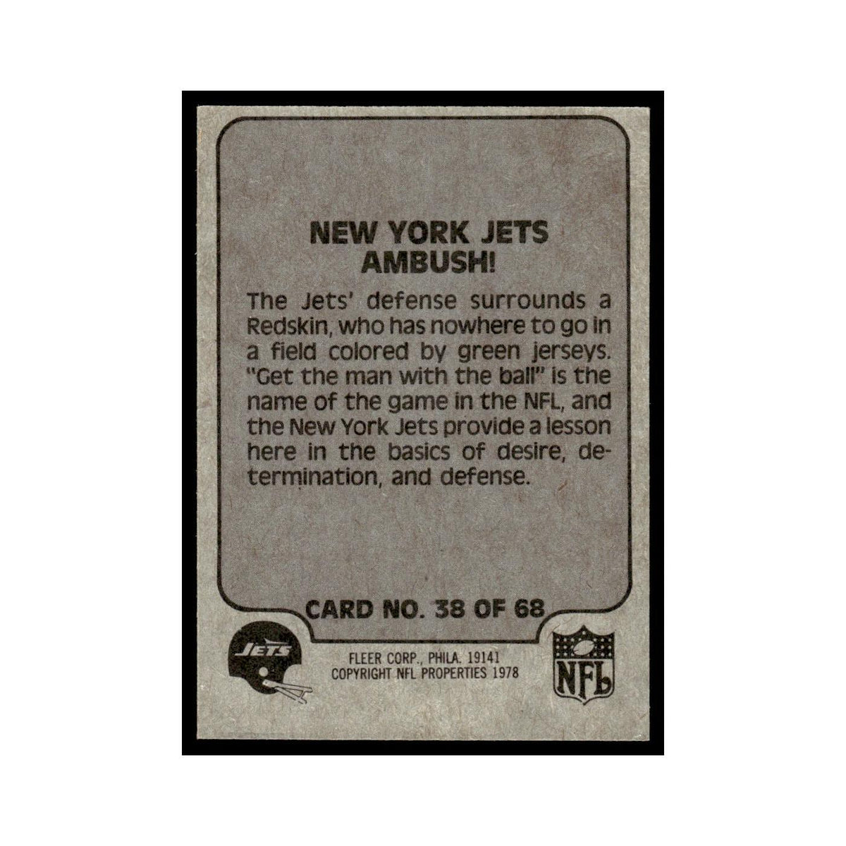 1978 Fleer Team Action New York Jets Ambush #38