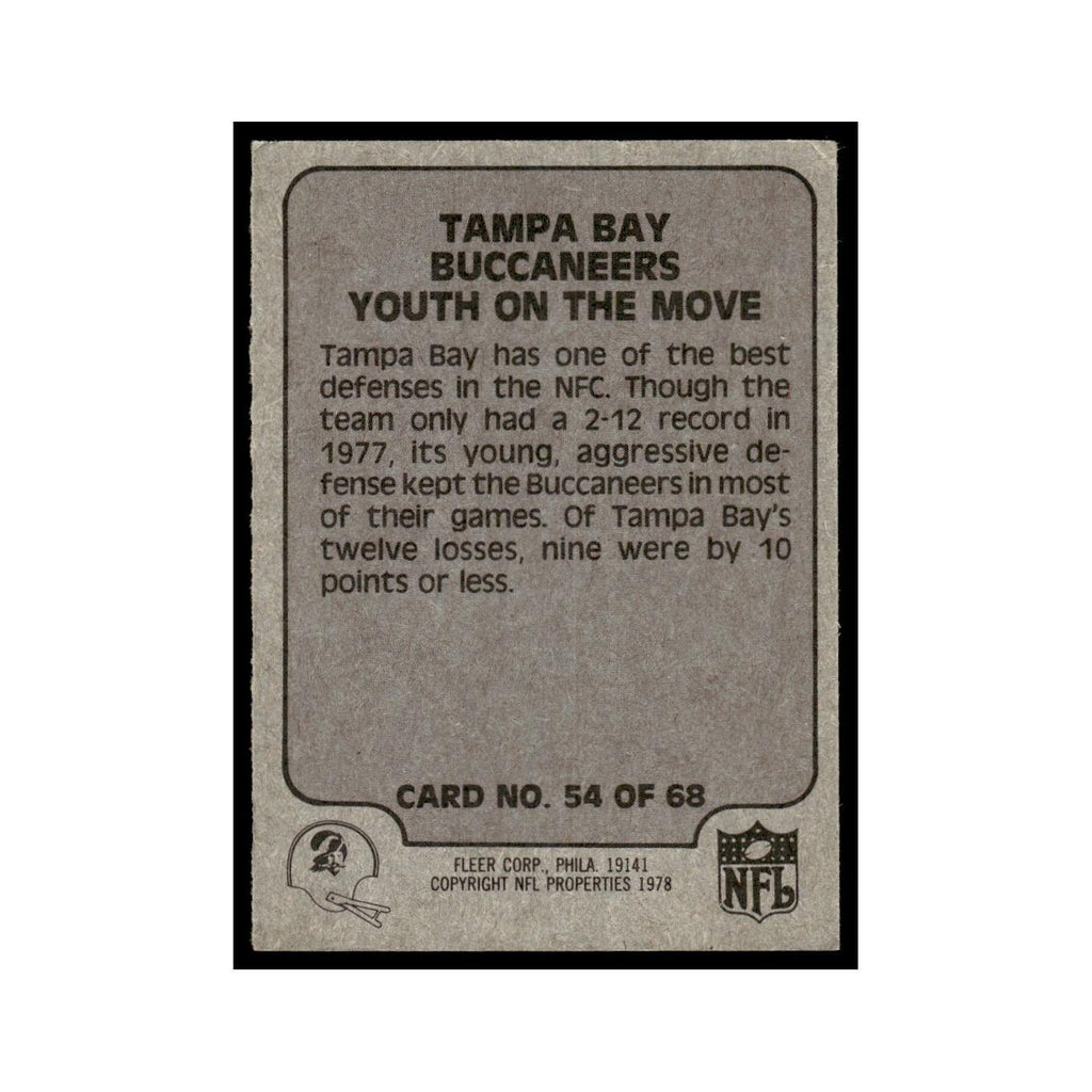 1978 Fleer Team Action Tampa Bay Buccaneers Youth On The Move #54