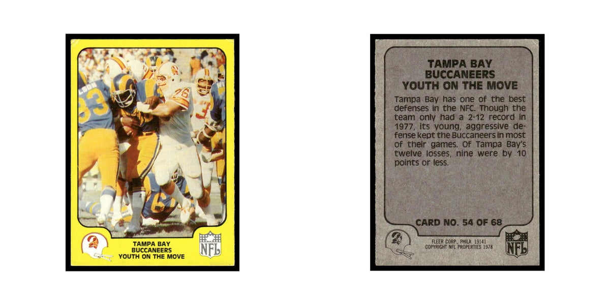 1978 Fleer Team Action Tampa Bay Buccaneers Youth On The Move #54