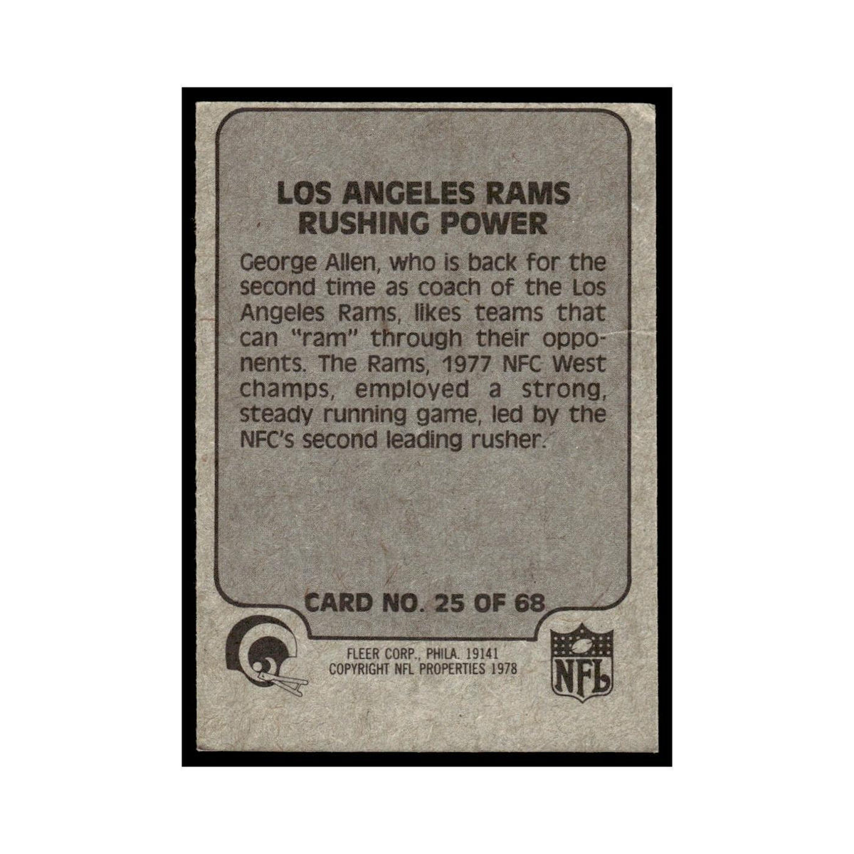 1978 Fleer Team Action Los Angeles Rams Rushing Power #25