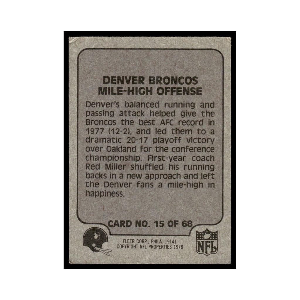1978 Fleer Team Action Denver Broncos Mile High Offense #15