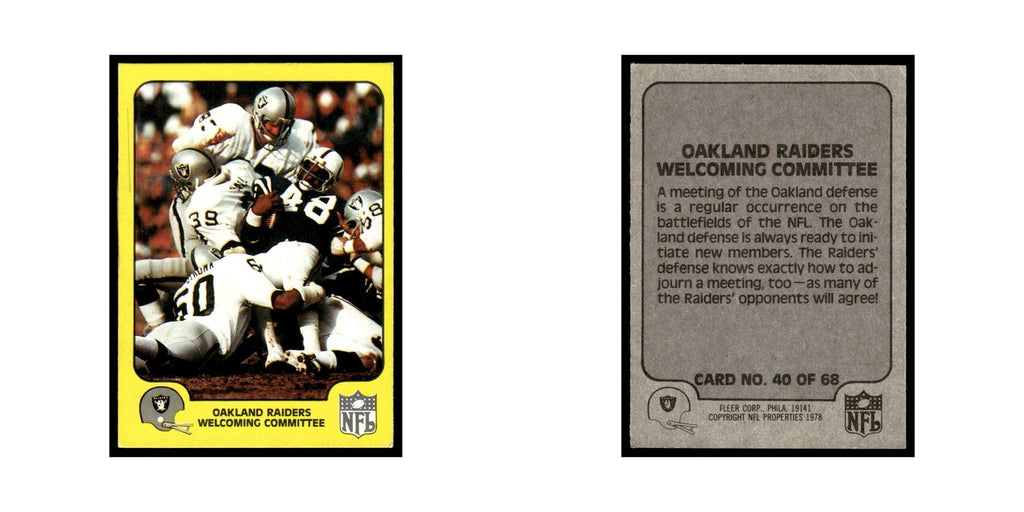 1978 Fleer Team Action Oakland Raiders Welcoming Committee #40