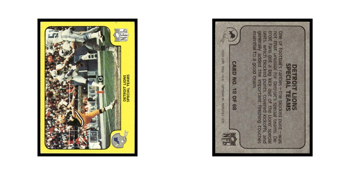 1978 Fleer Team Action Detroit Lions Special Teams #18
