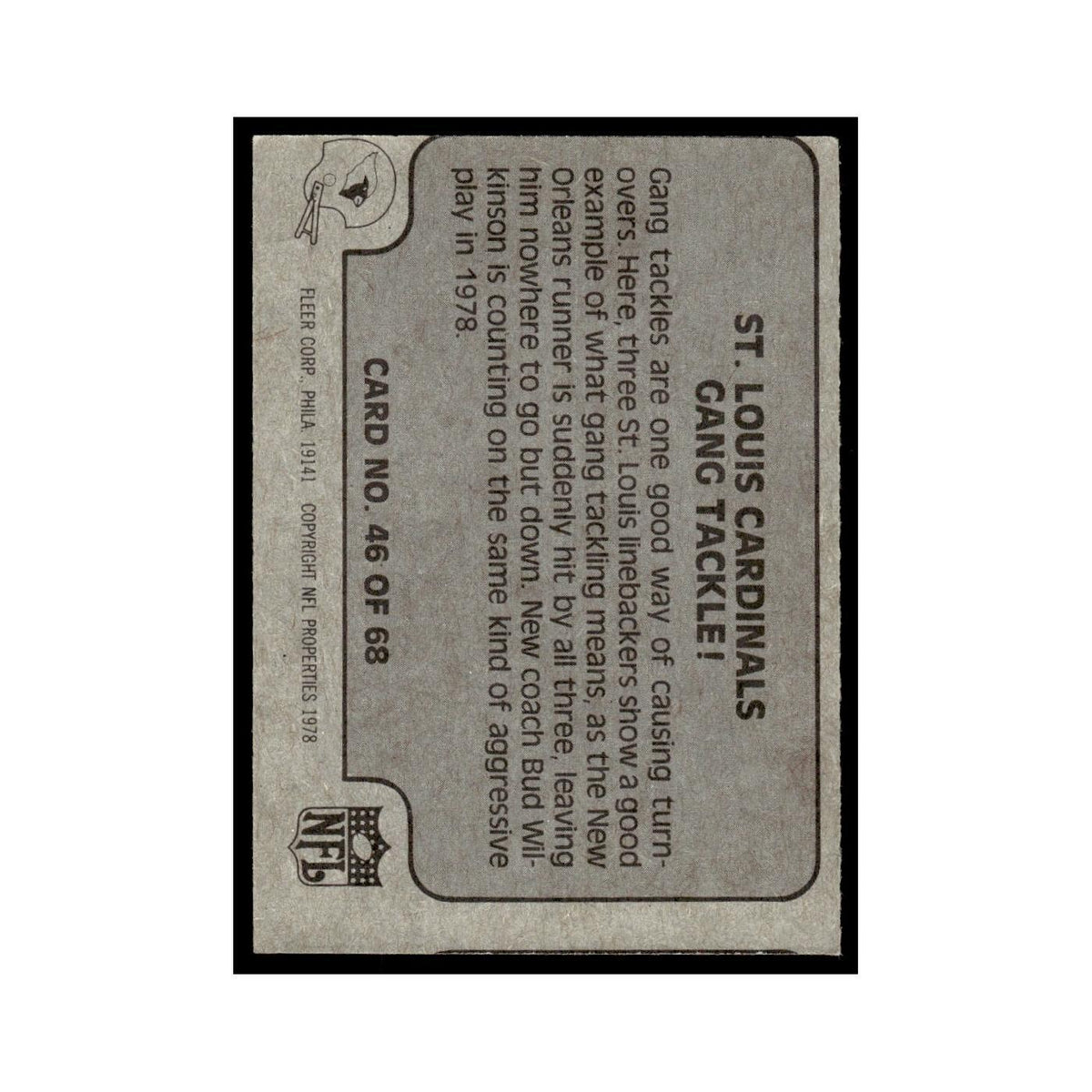 1978 Fleer Team Action St Louis Cardinals Gang Tackle #46