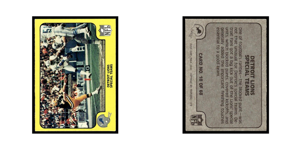 1978 Fleer Team Action Detroit Lions Special Teams #18