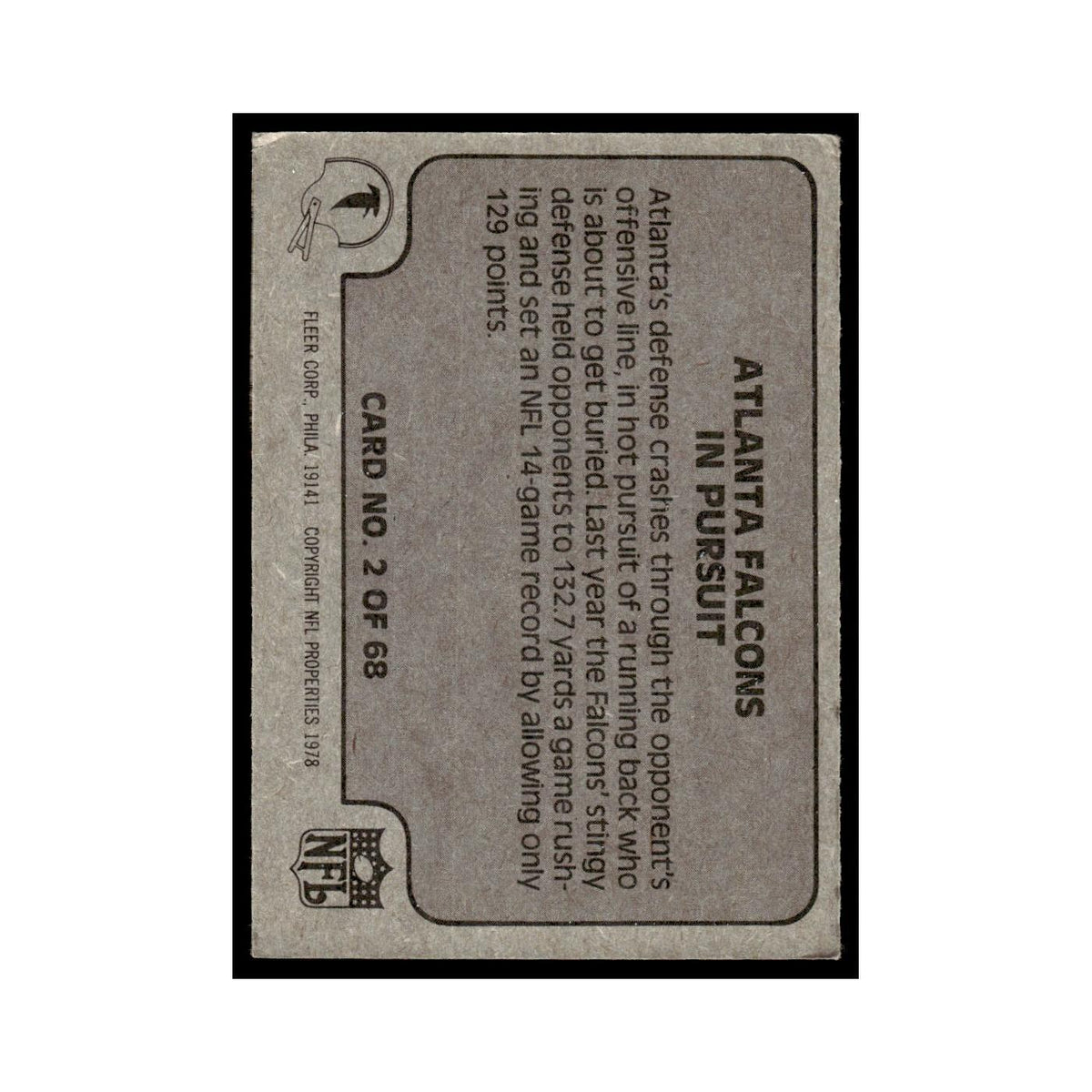 1978 Fleer Team Action Atlanta Falcons In Pursuit #2