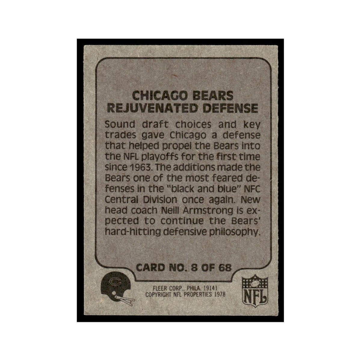 1978 Fleer Team Action Chicago Rejuventated Defense #8