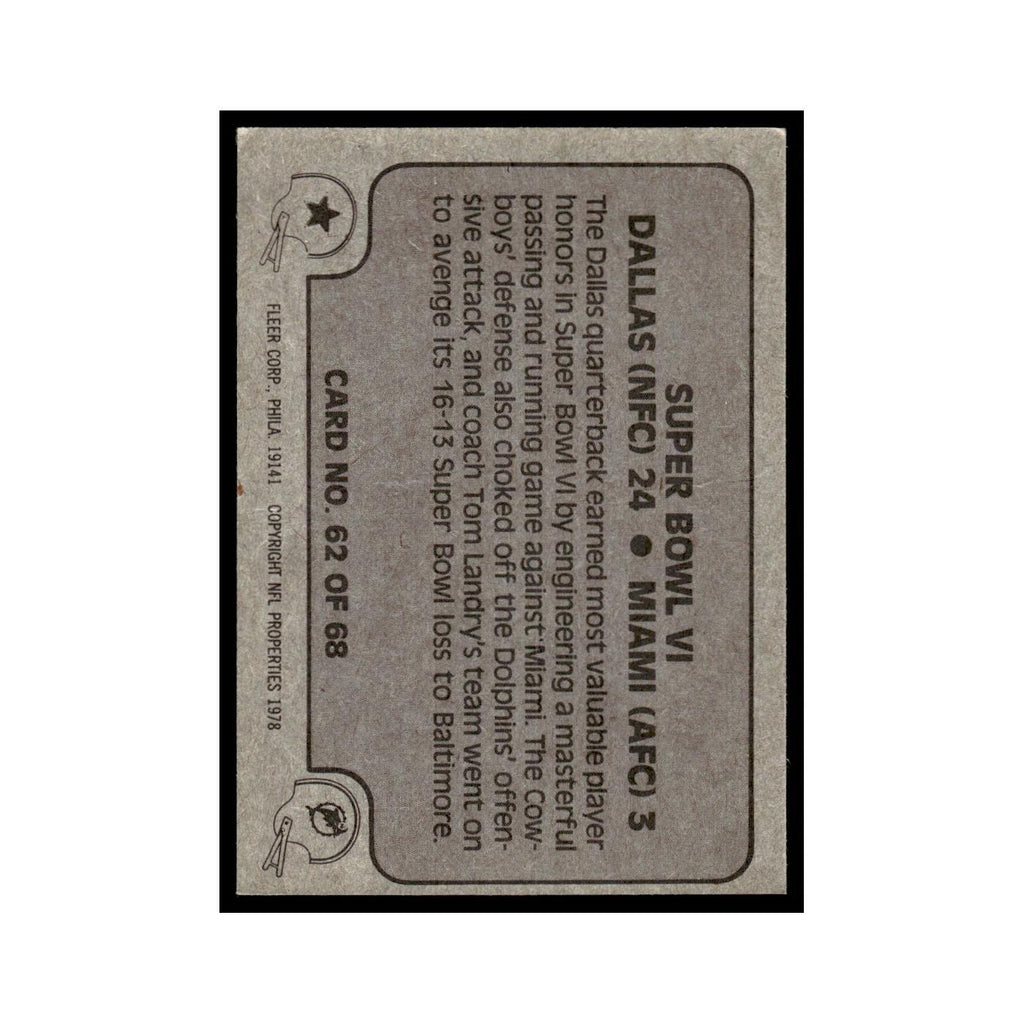 1978 Fleer Team Action Super Bowl VI #62