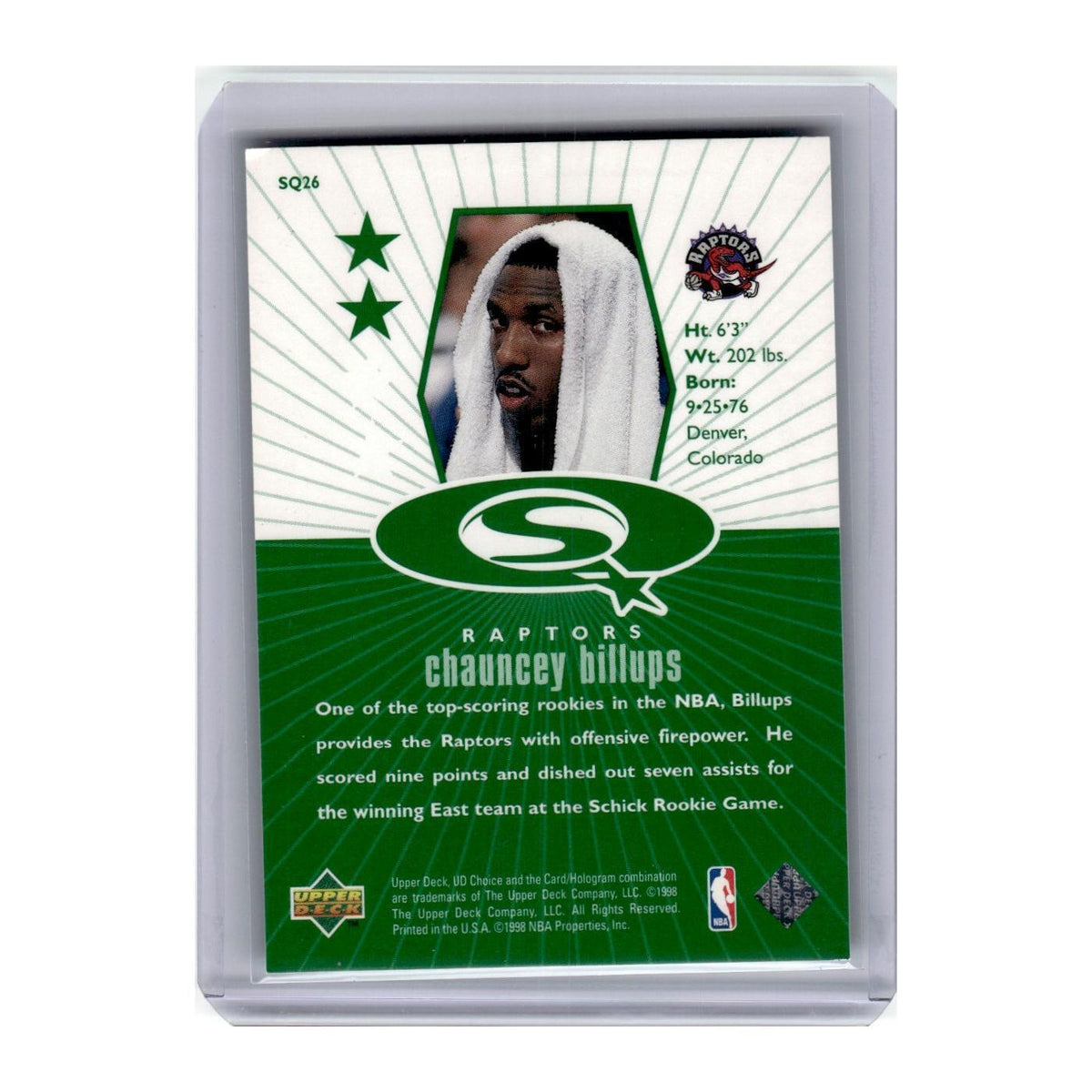 1998 UD Choice StarQuest Chauncey Billups Raptors #SQ26