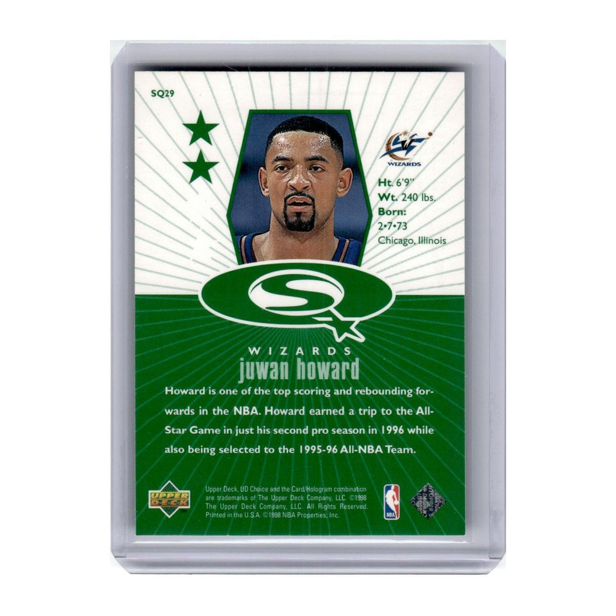 1998 UD Choice StarQuest Juwan Howard Wizards #SQ29