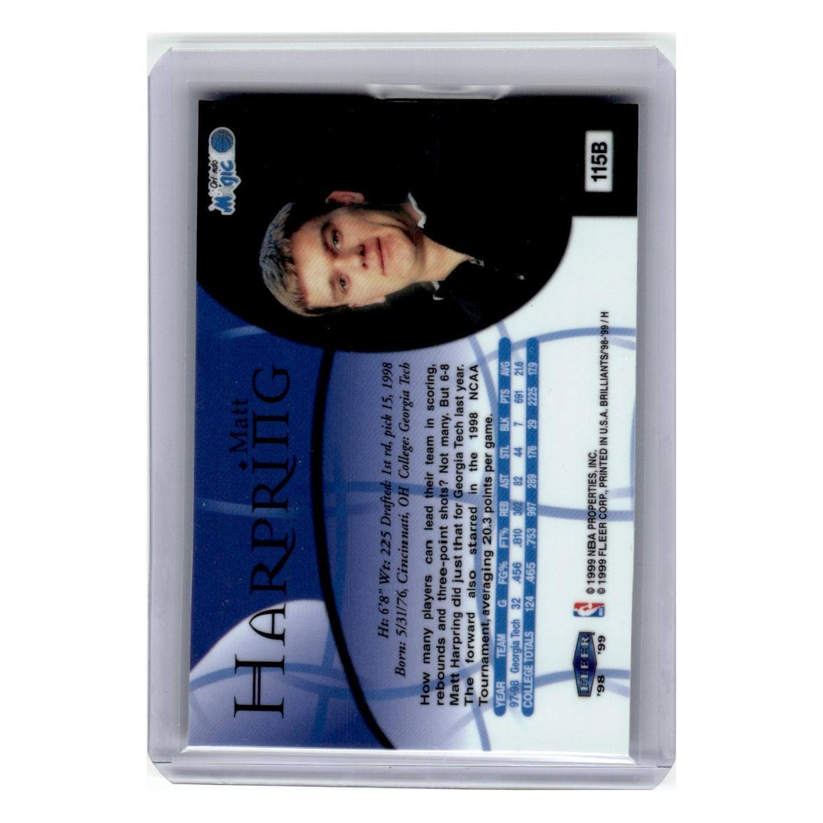1999 Fleer Brilliants Matt Harpring Magic #115B