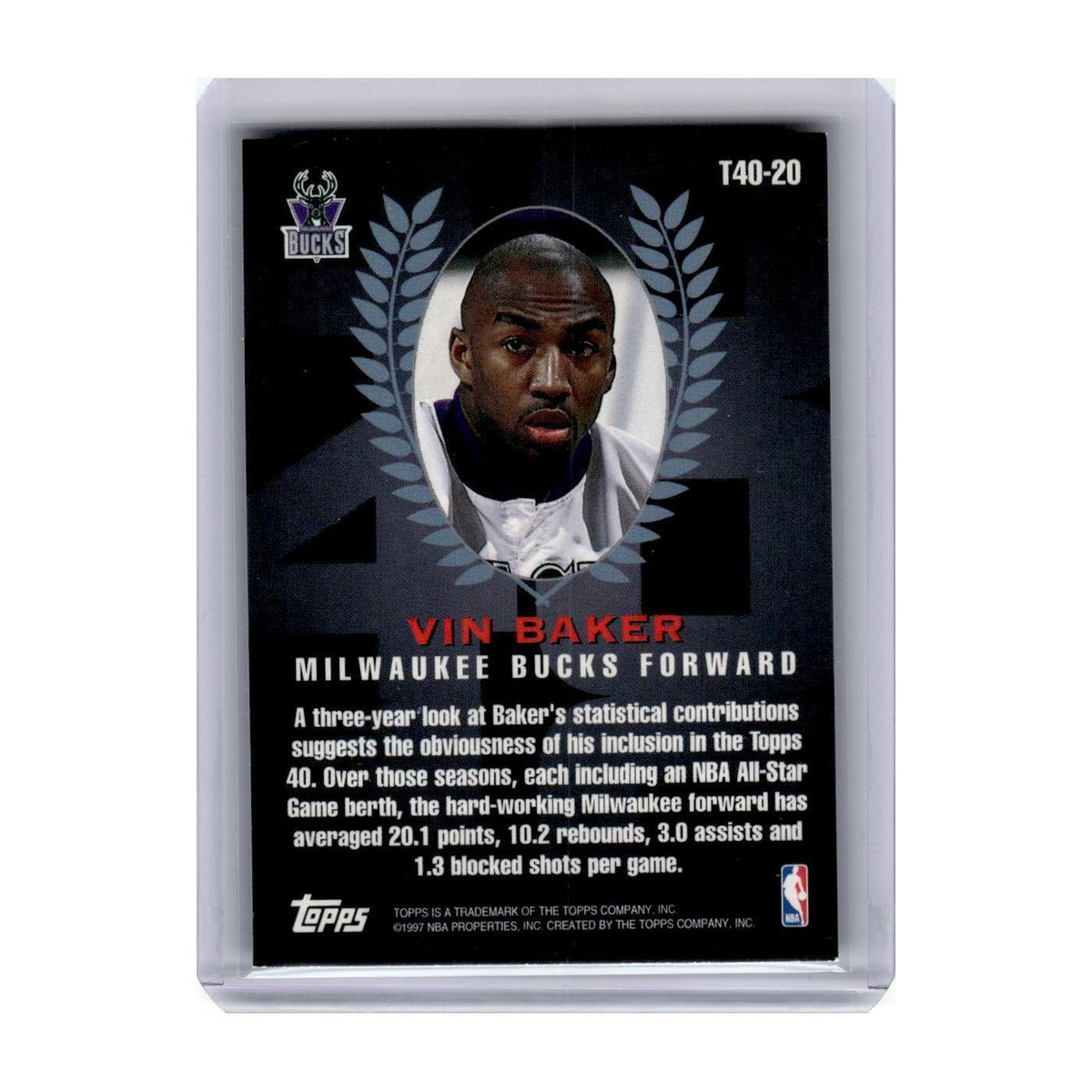 1997 Topps 40 Vin Baker Bucks #T40-20